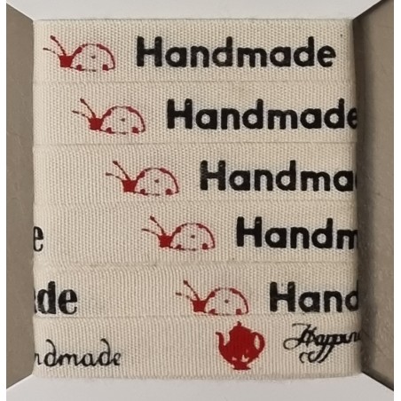 Dekoband  Handmade  creme/rot/schwarz