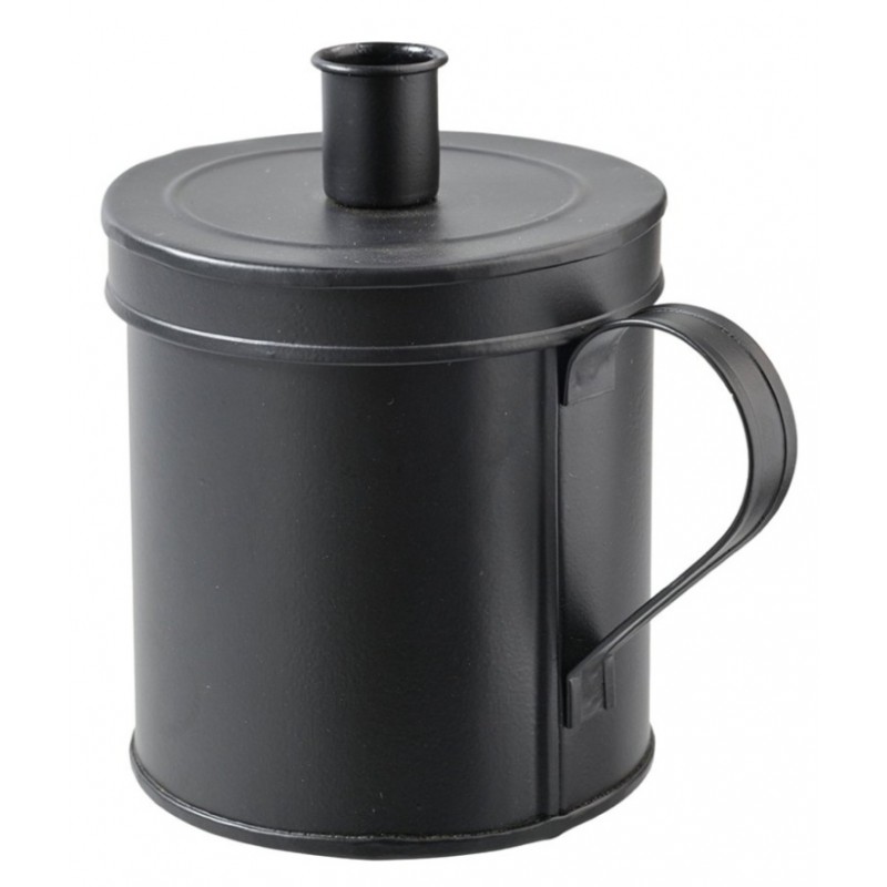 Metall Becher mit Kerzenhalterung schwarz