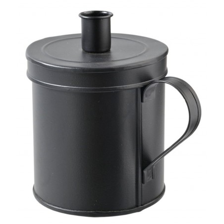 Metall Becher mit Kerzenhalterung schwarz