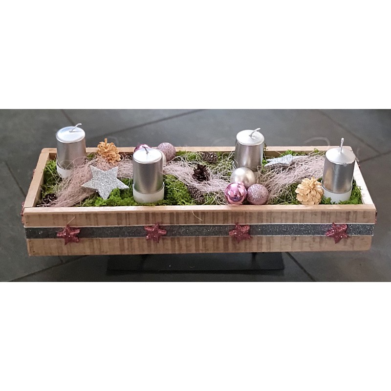 Adventsgesteck rosa