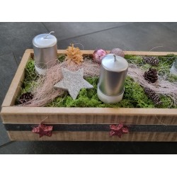 Adventsgesteck rosa
