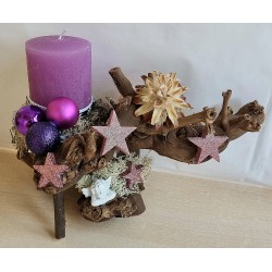 Wurzelgesteck mit Kerze magenta
