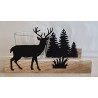 Teelicht Holz/Glas Hirsch/Wald