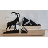 Teelicht Holz/Glas  Steinbock/Berge