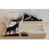 Teelicht Holz/Glas  Steinbock/Berge