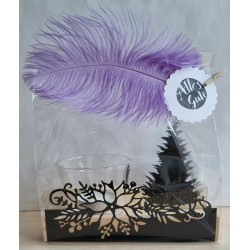 Teelicht Holz/Glas  Blumen/Tannenbaum