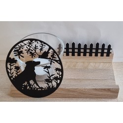 Teelicht Holz/Glas  Hund