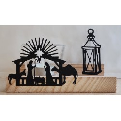 Teelicht Holz/Glas  Krippe/Laterne