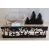 Teelicht Holz/Glas  Hirsche/Wald