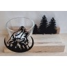 Teelicht Holz/Glas  Wolf