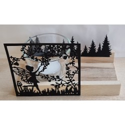 Teelicht Holz/Glas  Elfe