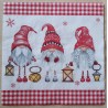 Serviette  3 Wichtel rot