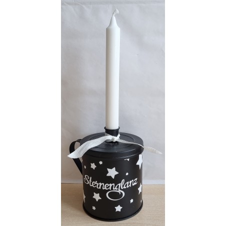 Metall Tasse mit Kerze Sternenglanz