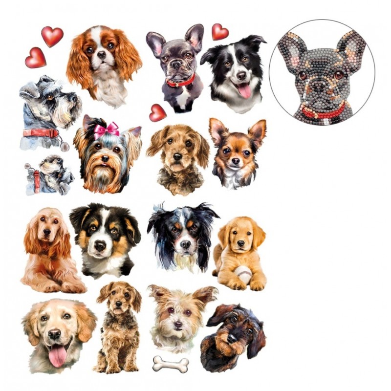 3D Diamant Pixel Sticker Hunde