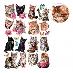 3D Diamant Pixel Sticker Katzen