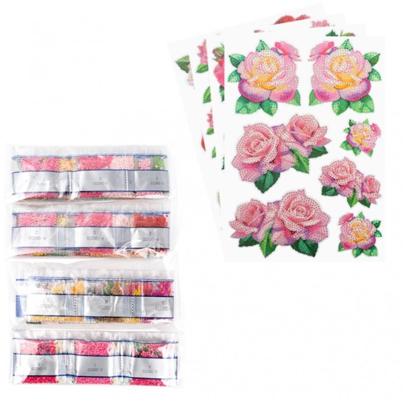 3D Diamant Pixel Sticker Rosen