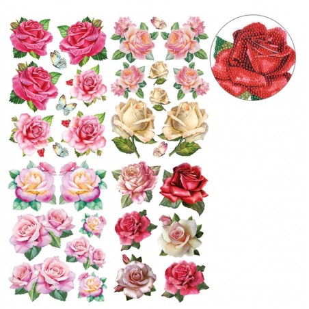 3D Diamant Pixel Sticker Rosen
