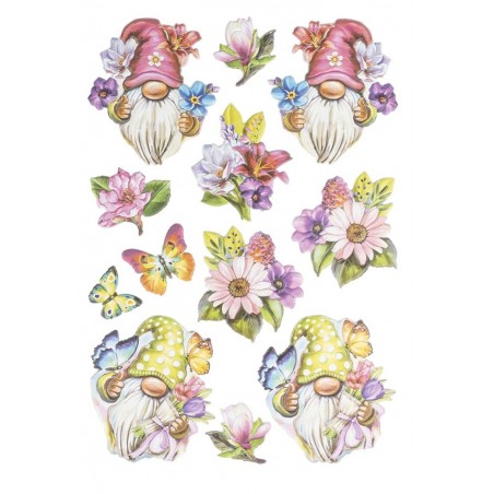 3D Relief Sticker Wichtel/Blumen