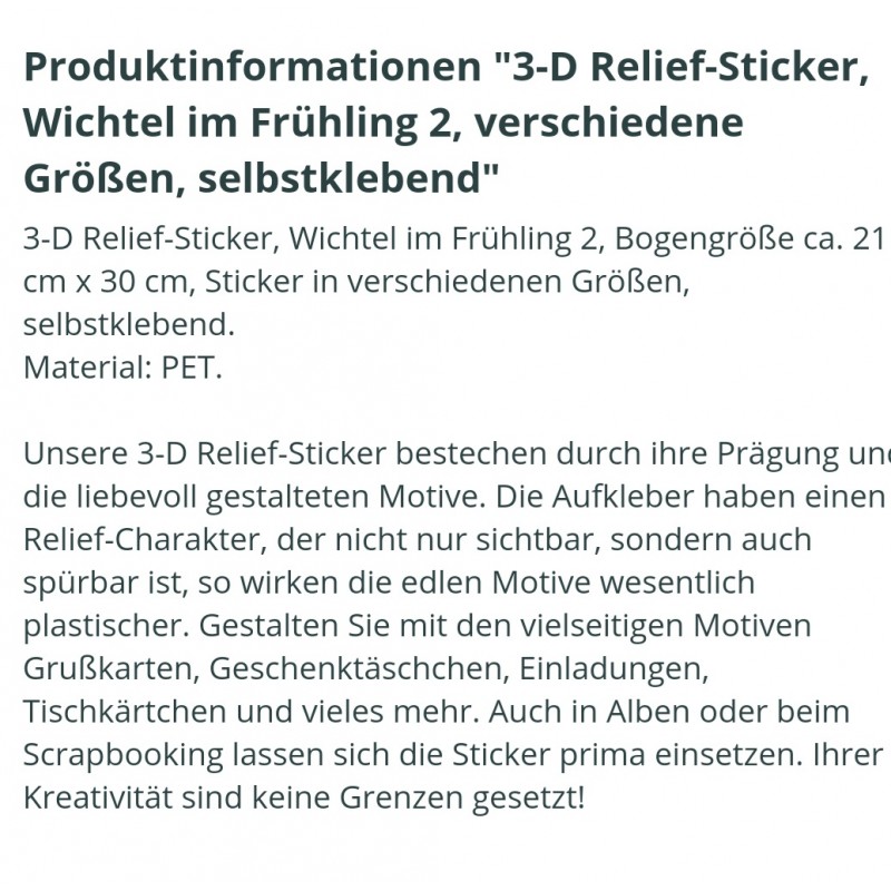 3D Relief Sticker Wichtel blau/grün