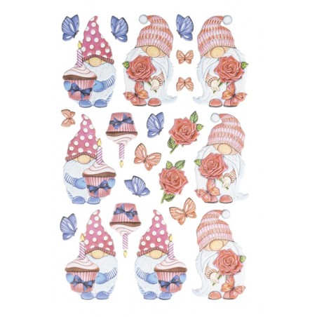 3D Relief Sticker Wichtel/Rosen
