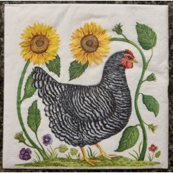 Serviette Huhn schwarz/weiß