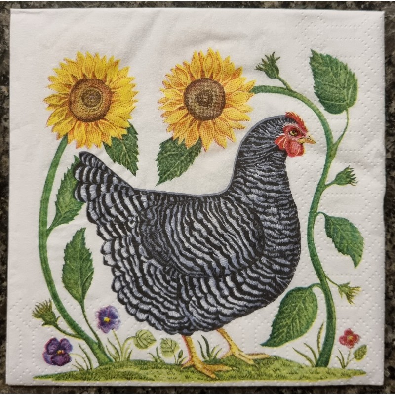 Serviette Huhn schwarz/weiß