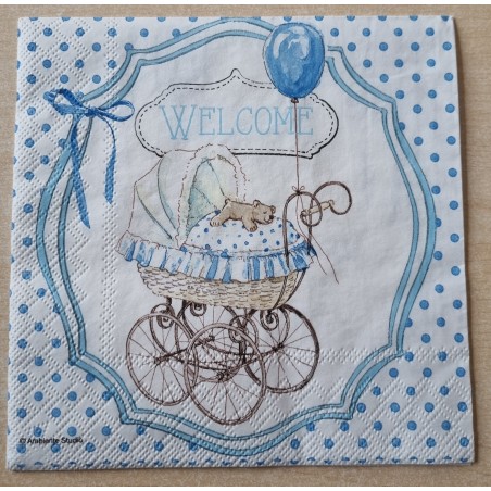 Serviette Welcome blau