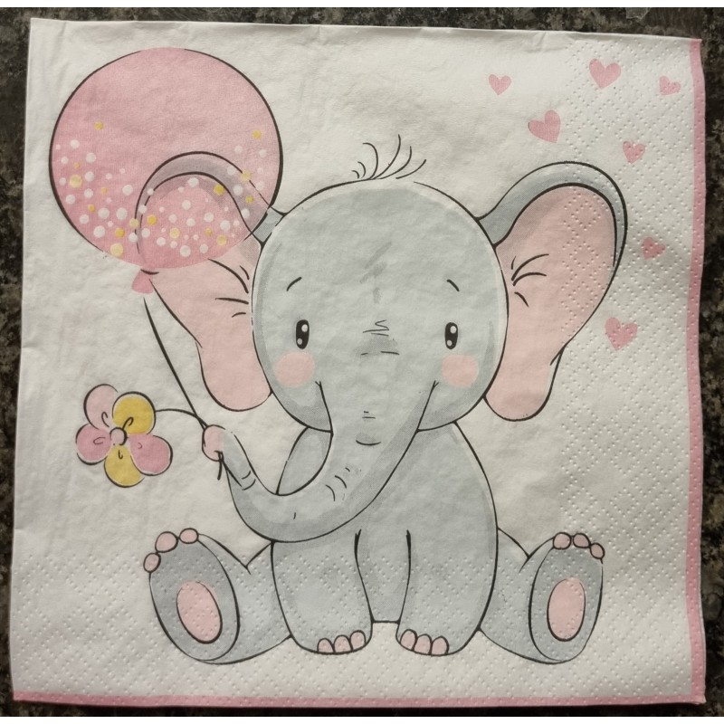 Serviette Elefant rosa