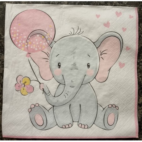 Serviette Elefant rosa