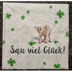 Serviette Sau viel Glück