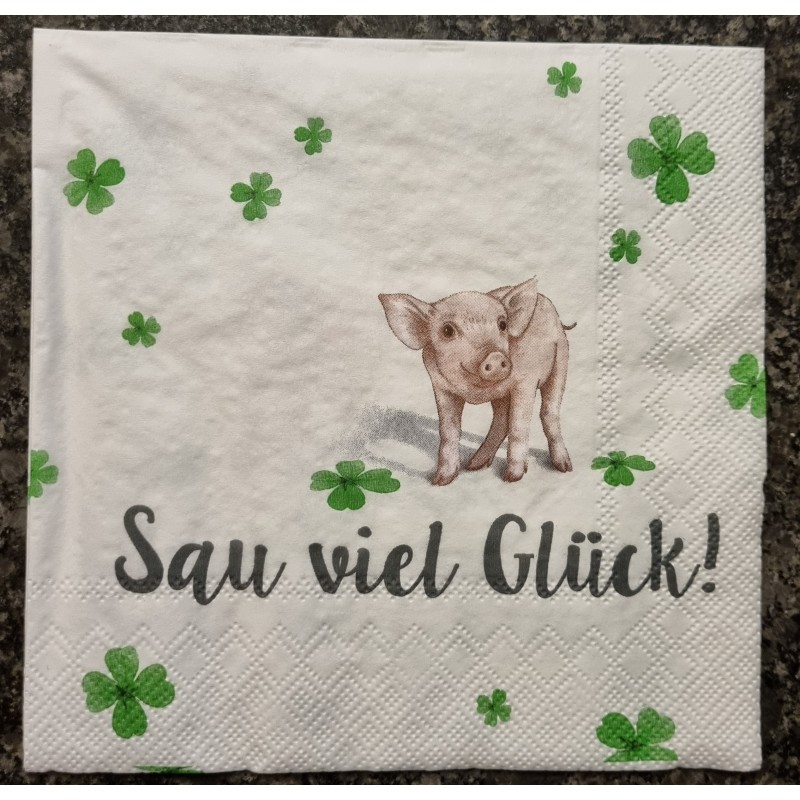 Serviette Sau viel Glück