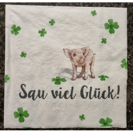 Serviette Sau viel Glück