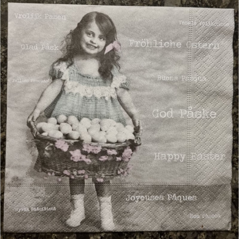 Serviette Mädchen mit Eierkorb