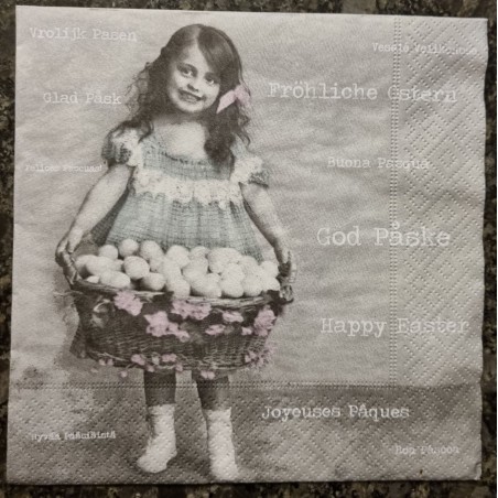 Serviette Mädchen mit Eierkorb