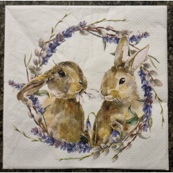 Serviette Zwei Hasen/Flieder