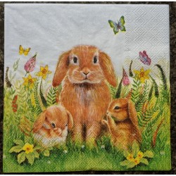 Serviette Hasenfamilie
