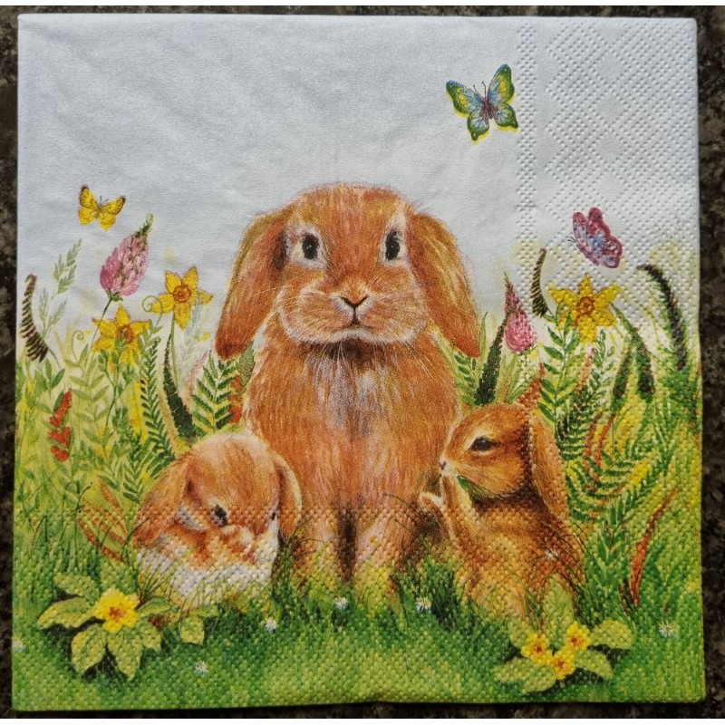 Serviette Hasenfamilie