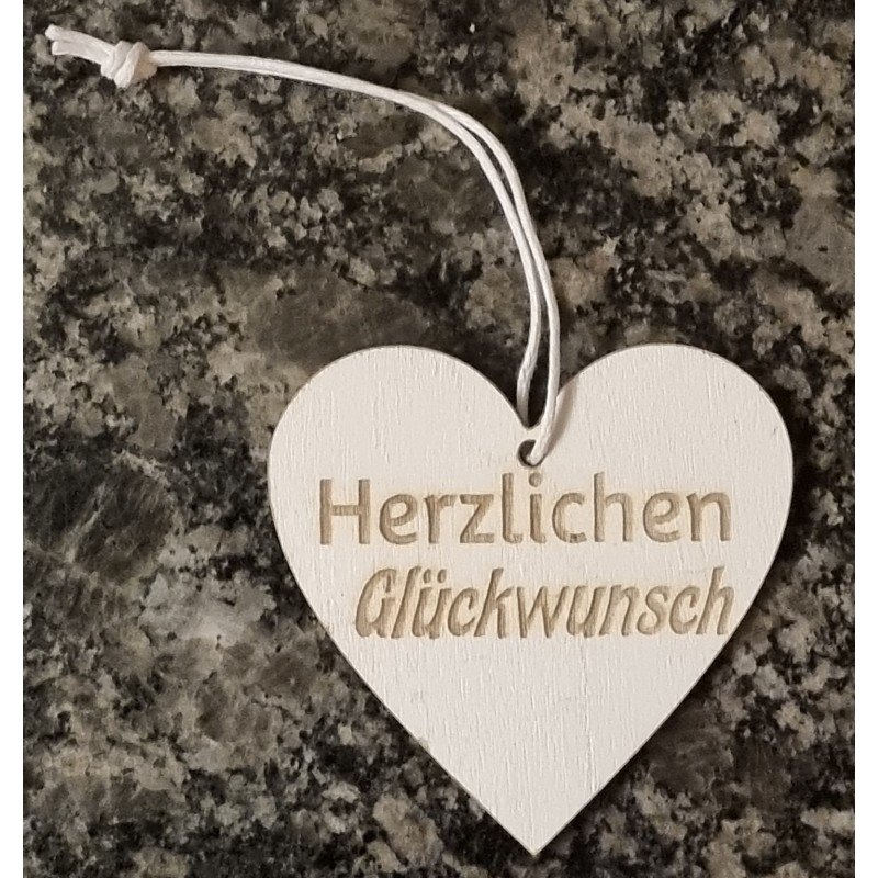 Holz Herz Herzlichen Glückwunsch weiss/natur