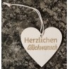 Holz Herz Herzlichen Glückwunsch weiss/natur