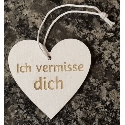 Holz Herz Ich vermisse Dich weiss/natur