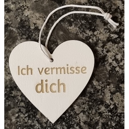 Holz Herz Ich vermisse Dich weiss/natur