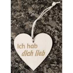 Holz Herz Ich hab dich lieb weiss/natur
