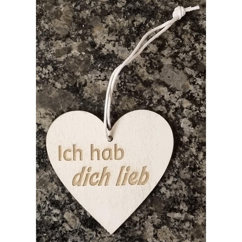 Holz Herz Ich hab dich lieb weiss/natur