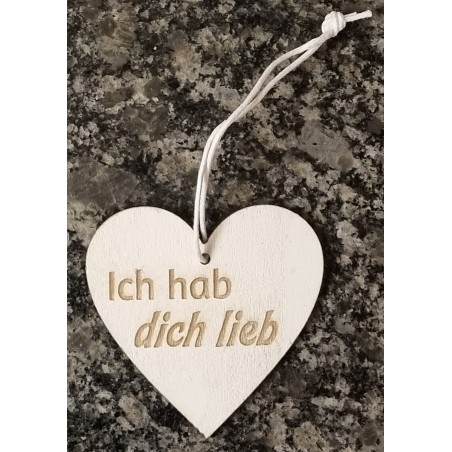 Holz Herz Ich hab dich lieb weiss/natur