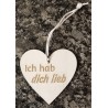Holz Herz Ich hab dich lieb weiss/natur