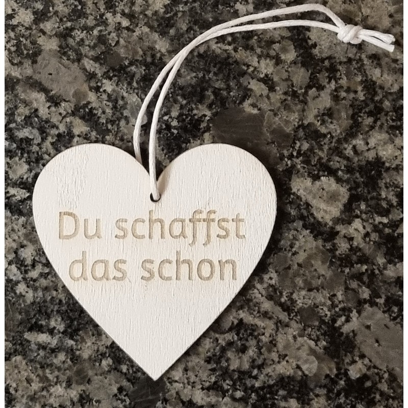Holz Herz Du schaffst das schon weiss/natur