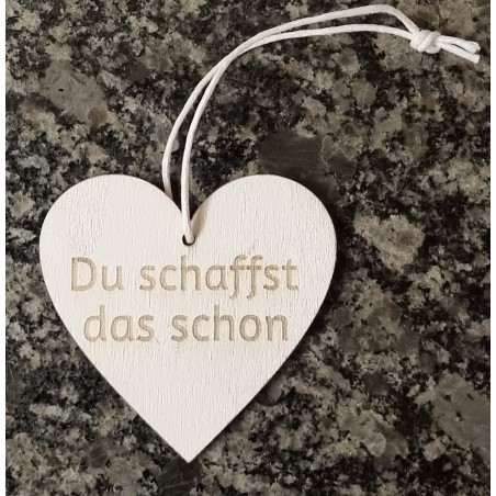 Holz Herz Du schaffst das schon weiss/natur