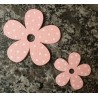 Holz Blume rosa/weiss gepunktet