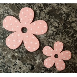 Holz Blume rosa/weiss gepunktet