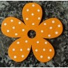 Holz Blume orange/weiss gepunktet